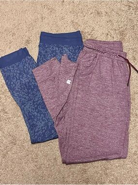 all in motion Kids Leggings & Joggers - Purple Heather & Blue Leopard